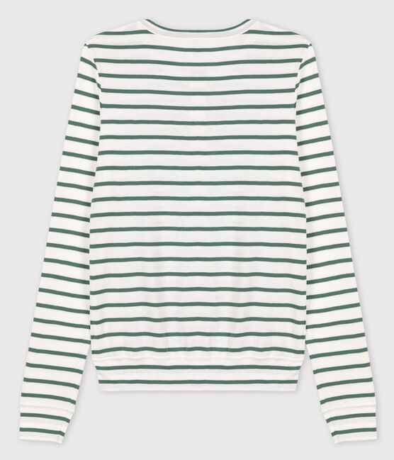 Women's Iconic Striped Cotton Cardigan MARSHMALLOW white/VALLEE green