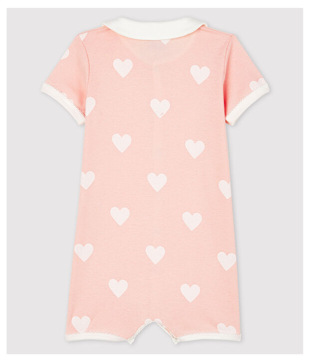 Baby Girls' Pink Heart Pattern Organic Cotton Playsuit pink/white