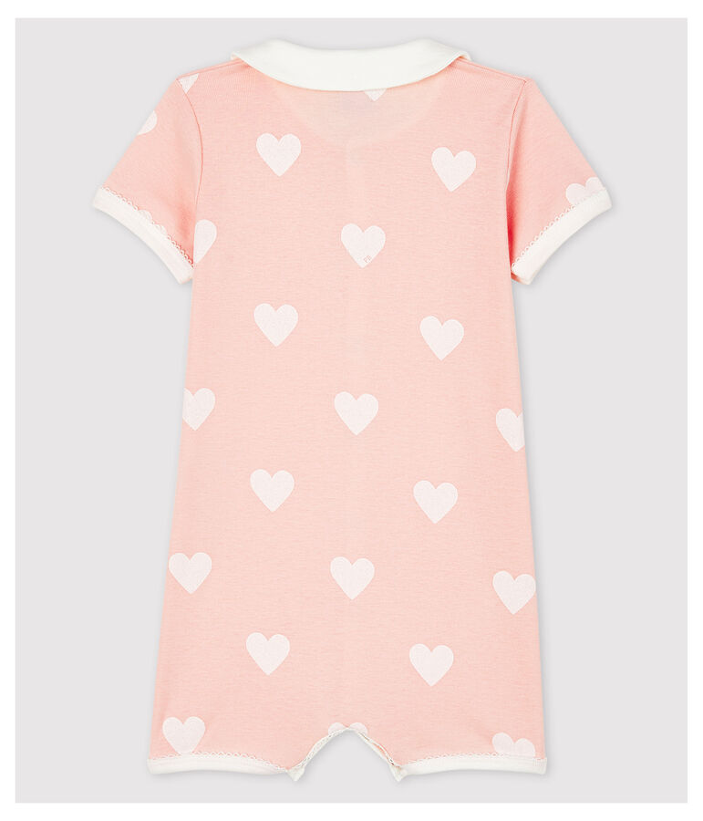 Baby Girls' Pink Heart Pattern Organic Cotton Playsuit pink/white