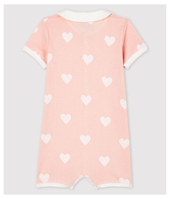 Baby Girls' Pink Heart Pattern Organic Cotton Playsuit MINOIS pink/MARSHMALLOW white