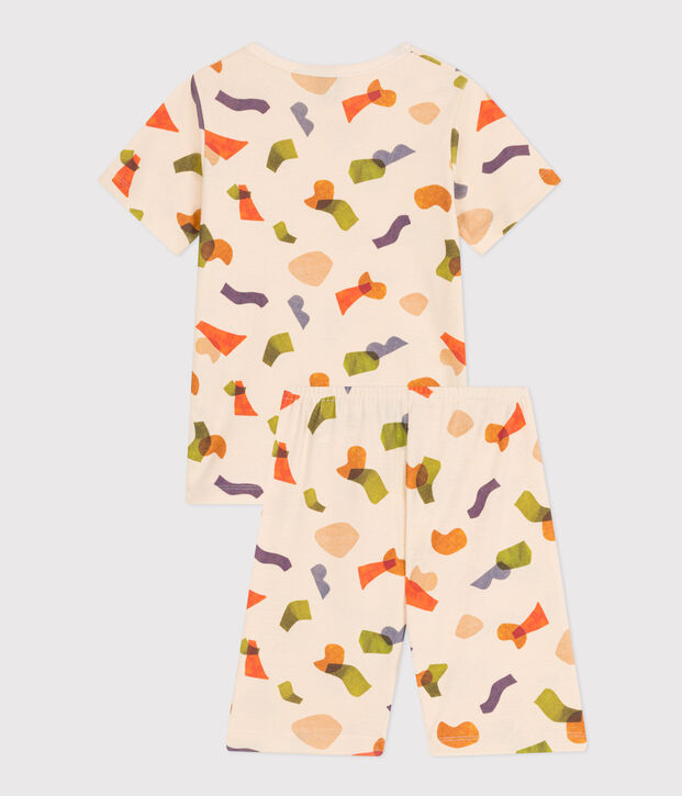 Children's Short Cotton Print Pyjamas Ecru/multicolor