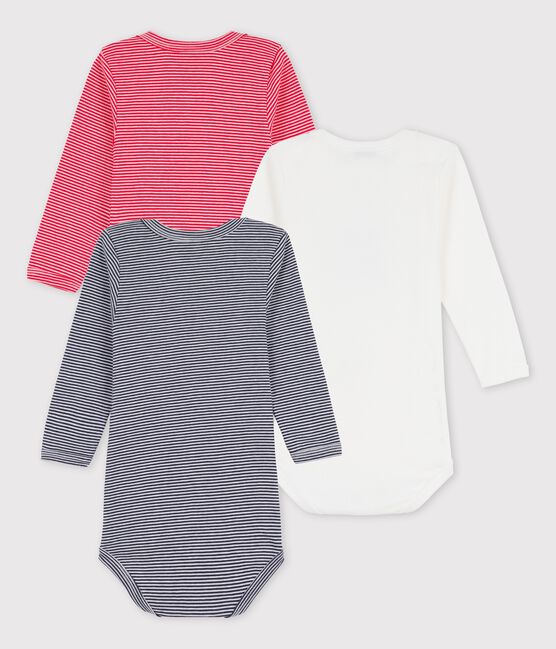Stripy Long-Sleeved Organic Cotton Bodysuits - 3-Pack variante 1