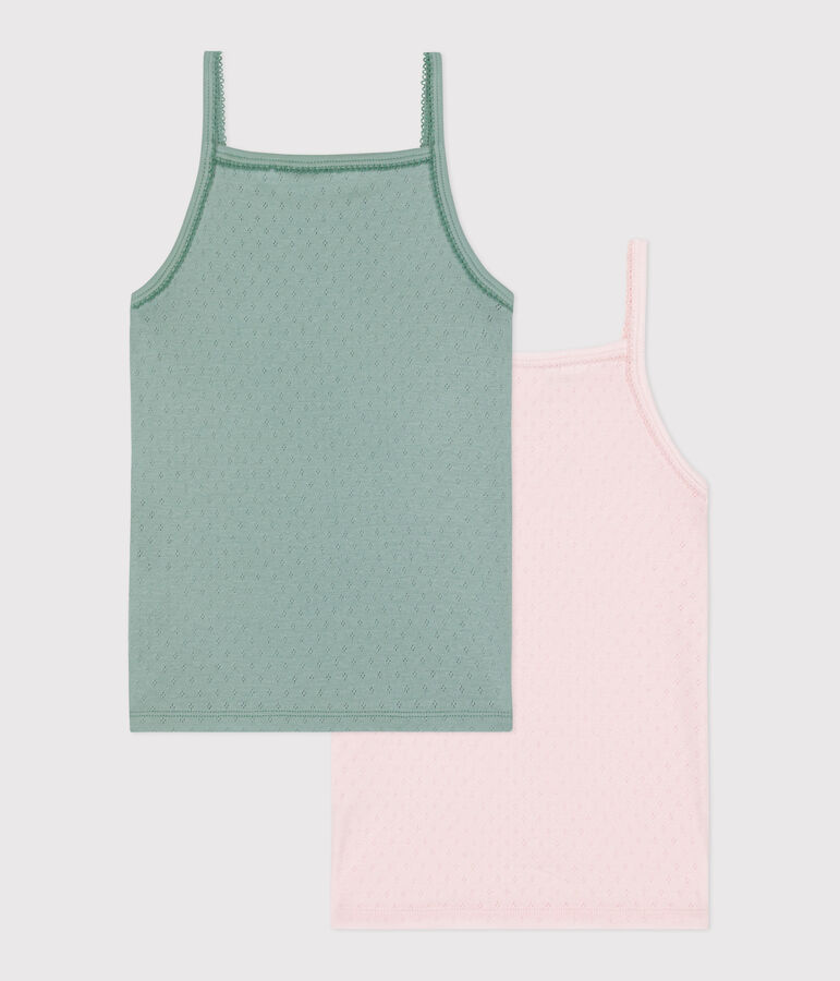 Children's cotton tank tops with fine straps - 2-pack multicolor