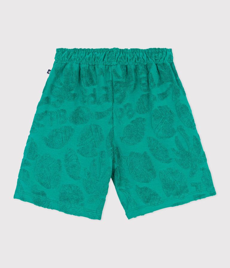 Children's printed cotton Bermuda shorts green
