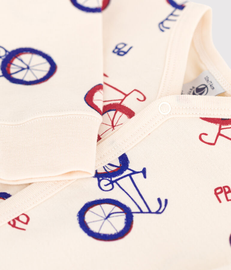 Babies' Bike Themed Footless Cotton Sleepsuit AVALANCHE white/STOP