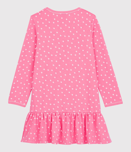 Girls' Ruffle Cotton Nightdress PETAL pink/ECUME white