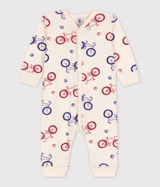 Babies' Bike Themed Footless Cotton Sleepsuit AVALANCHE white/STOP
