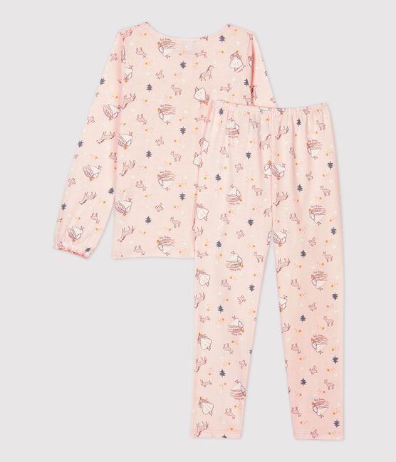 Girls' Princess Print Cotton Pyjamas FLEUR pink/MULTICO white