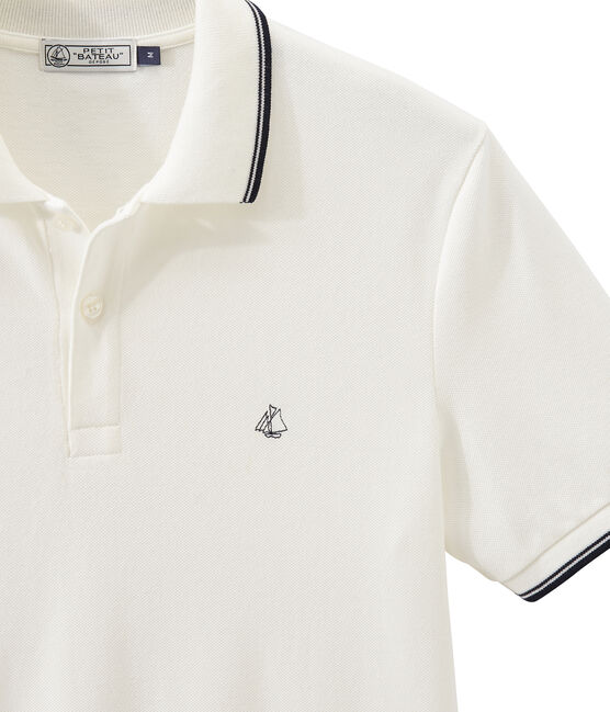 Men's short-sleeved polo shirt MARSHMALLOW white