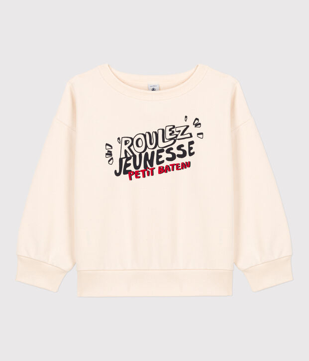 Unisex Patterned Fleece Sweatshirt Ecru