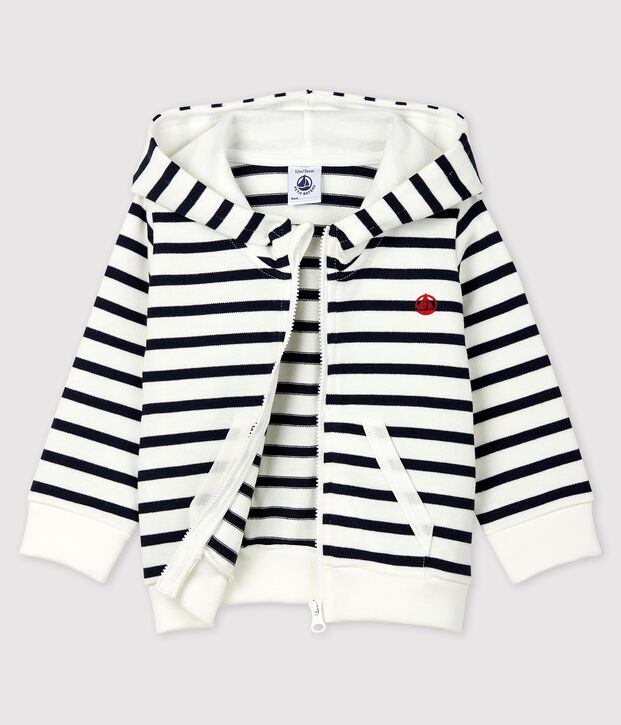 Baby Boys' Jersey Hoodie white/blue