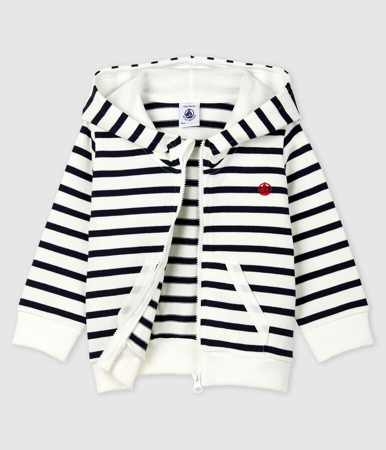 Baby Boys' Jersey Hoodie MARSHMALLOW white/SMOKING blue