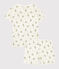 Girls' Floral Cotton and Linen Blend Short Pyjamas MARSHMALLOW white/MULTICO white