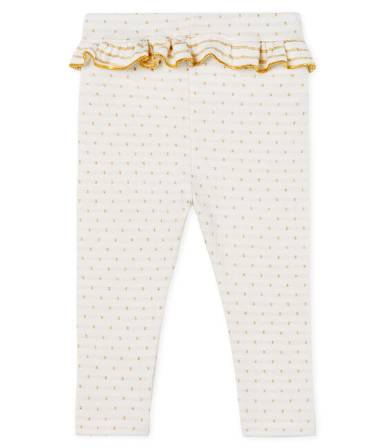 Baby Girls' Ruffled Leggings MARSHMALLOW white/OR yellow