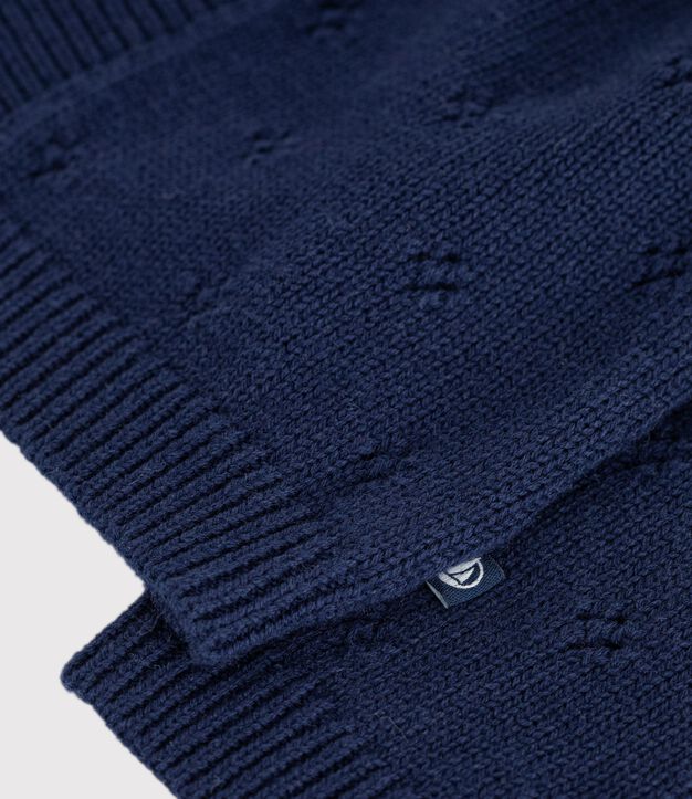 Babies' plain wool and cotton knit cardigan SOIR