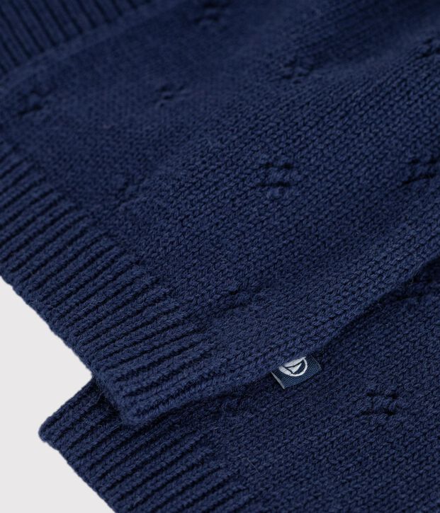Babies' plain wool and cotton knit cardigan SOIR