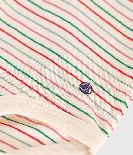 Babies' long-sleeved rollneck cotton bodysuit AVALANCHE white/MULTICO