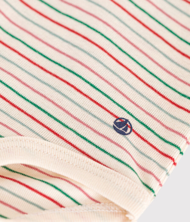 Babies' long-sleeved rollneck cotton bodysuit Ecru/multicolor