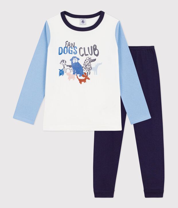 Children's dog design cotton pyjamas. blue/multicolor