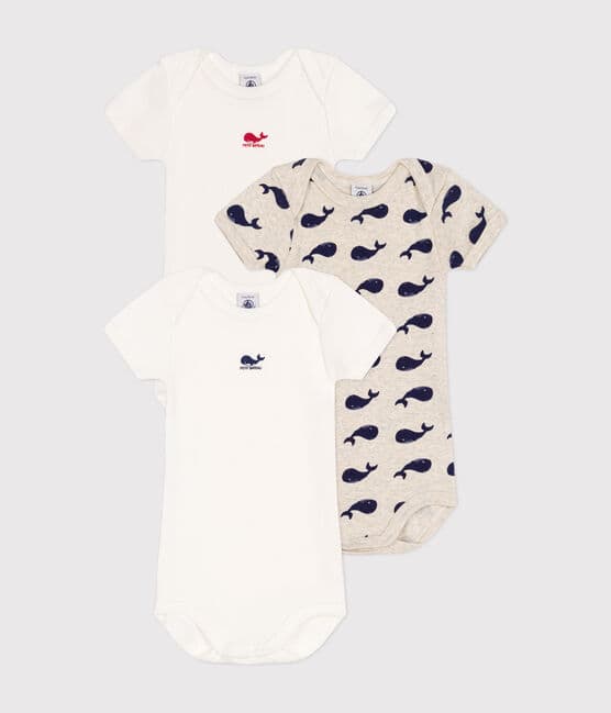 Short-Sleeved Cotton Whale Bodysuits - Pack of 3 variante 1