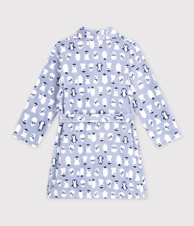 Children's printed fleece dressing gown blue/multicolor
