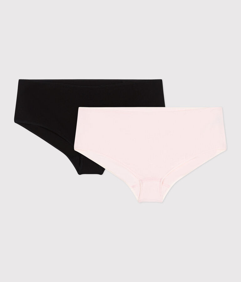 Women's plain cotton and elastane shorties - 2-pack multicolor