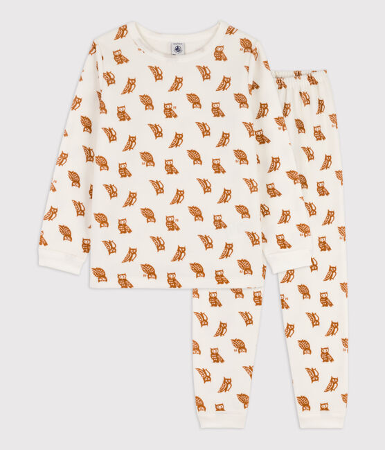 Children's velour pyjamas MARSHMALLOW white/ECUREUIL