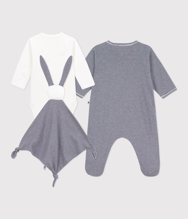 Newborn babies' stripy cotton gift box multicolor