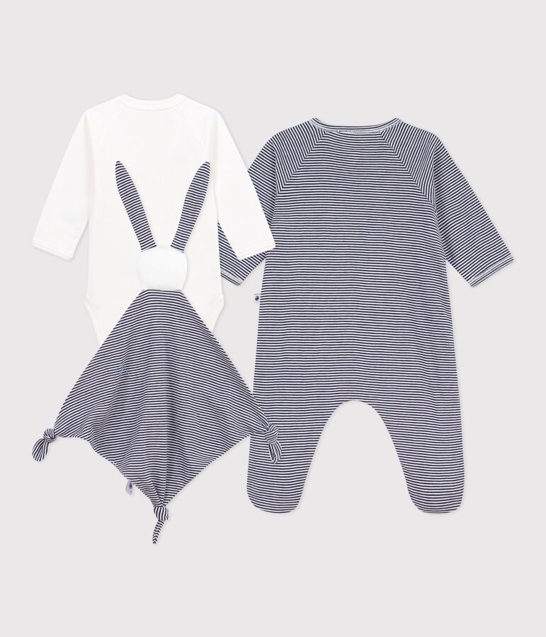 Newborn babies' stripy cotton gift box multicolor