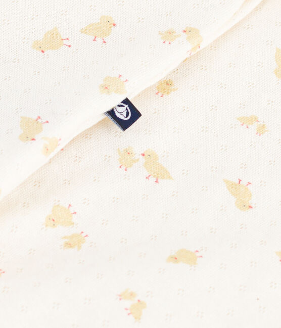 Babies' cotton playsuit with printed chicks MILK /MULTICO