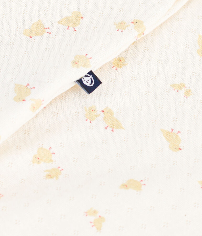 Babies' cotton playsuit with printed chicks Ecru/multicolor