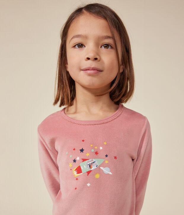 Children's plain velvet pyjamas pink