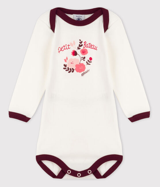 Baby Girls' Long-Sleeved Bodysuit OGRE red/MARSHMALLOW white