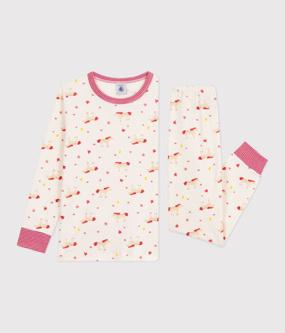 Children's horse-print cotton pyjamas MILK /MULTICO