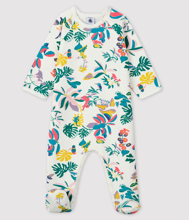 Baby Girls' Zip-Up Tube Knit Sleepsuit white/multicolor