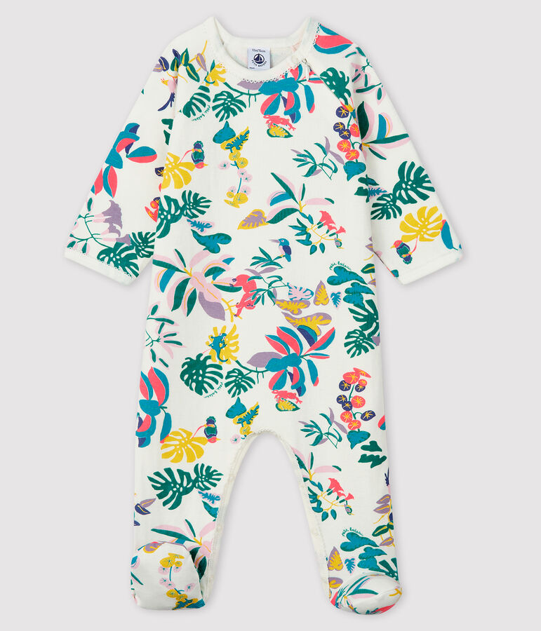 Baby Girls' Zip-Up Tube Knit Sleepsuit MARSHMALLOW white/MULTICO white