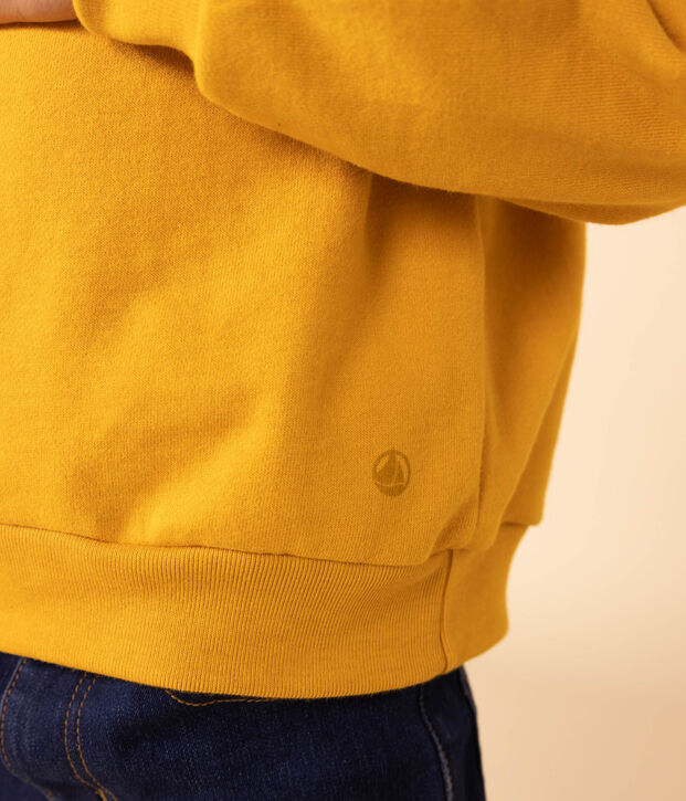 Printed fleece sweatshirt for girls/boys yellow