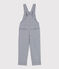 Girls' Stripy Cotton Dungarees MEDIEVAL blue/MARSHMALLOW white