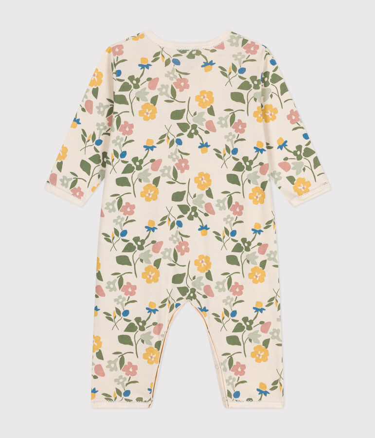 Babies' Footless Floral Print Cotton Pyjamas Ecru/multicolor