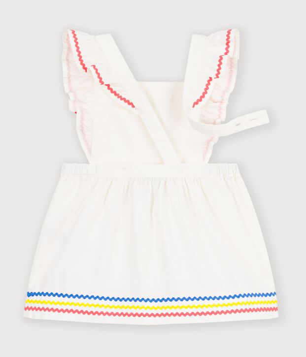 Babies' plain cotton dungarees white