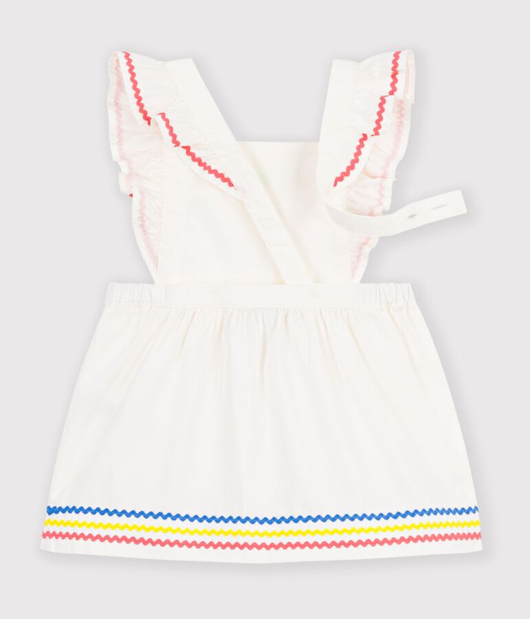 Babies' plain cotton dungarees white