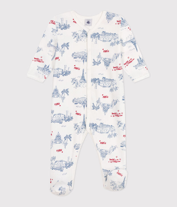 Babies' Paris themed cotton pyjamas white/multicolor