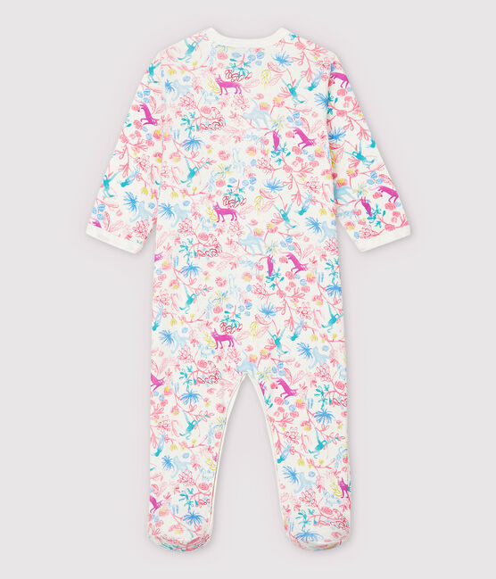 Baby Girls' Jungle Cotton Sleepsuit MARSHMALLOW white/MULTICO white