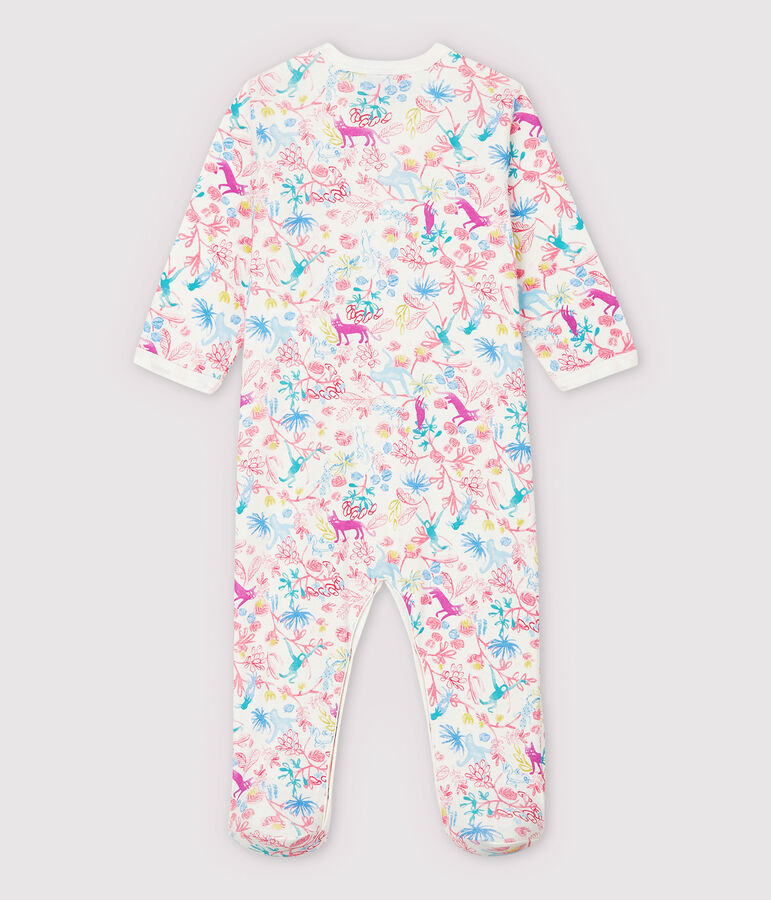 Baby Girls' Jungle Cotton Sleepsuit white/multicolor