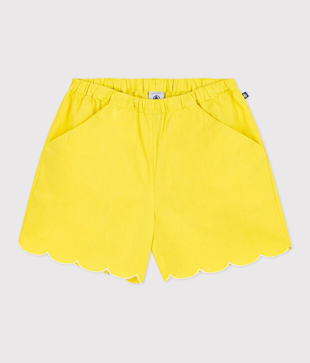 Children's plain cotton shorts yellow