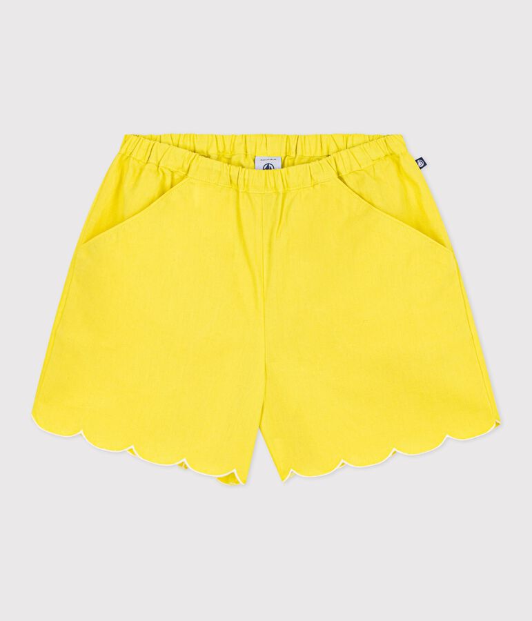 Children's plain cotton shorts yellow