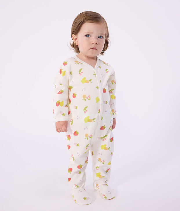 Babies' fruit print cotton pyjama suit white/multicolor