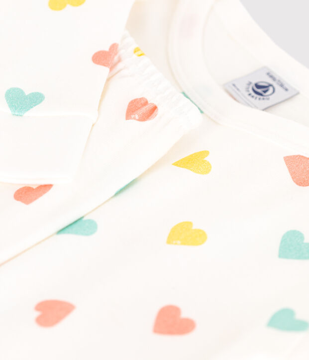 Very fitted children's pajamas in printed cotton white/multicolor