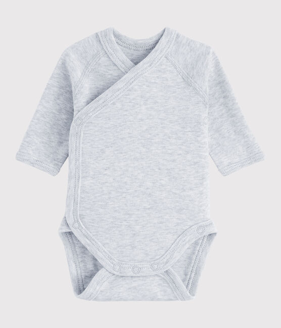 Unisex Babies' Short-Sleeved Wrapover Bodysuit POUSSIERE CHINE grey