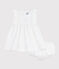 Babies' plain and embroidered sleeveless cotton dress with matching bloomers ECUME white